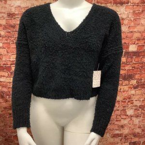 Free People Finders Keepers V-Neck Black Cropped